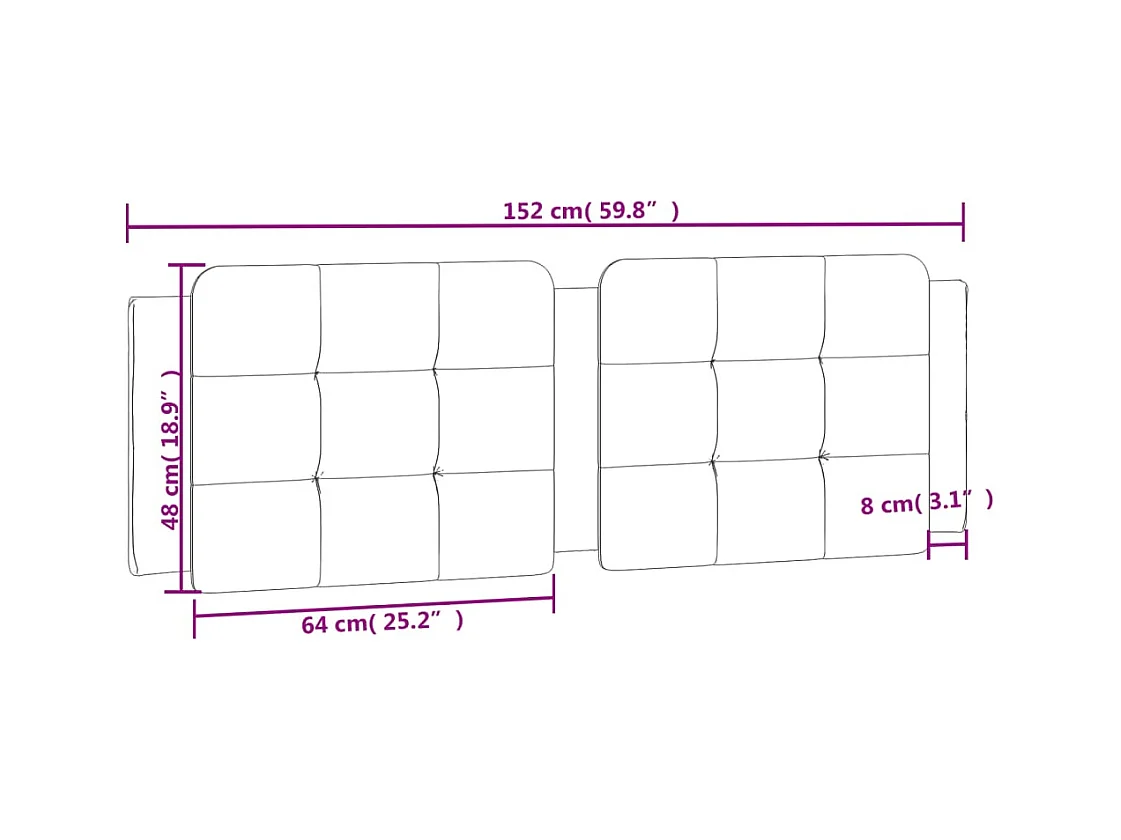 Almofadão de cabeceira 152 cm couro artificial preto