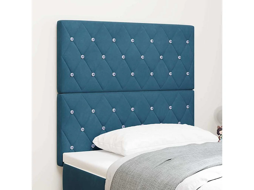 Tête de Lit LED Argyle Bleu foncé 100 cm Velours