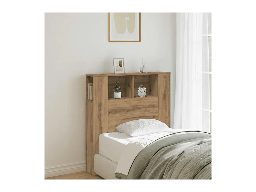 Armoire de tête de lit chêne artisanal 100x18,5x102,5 cm