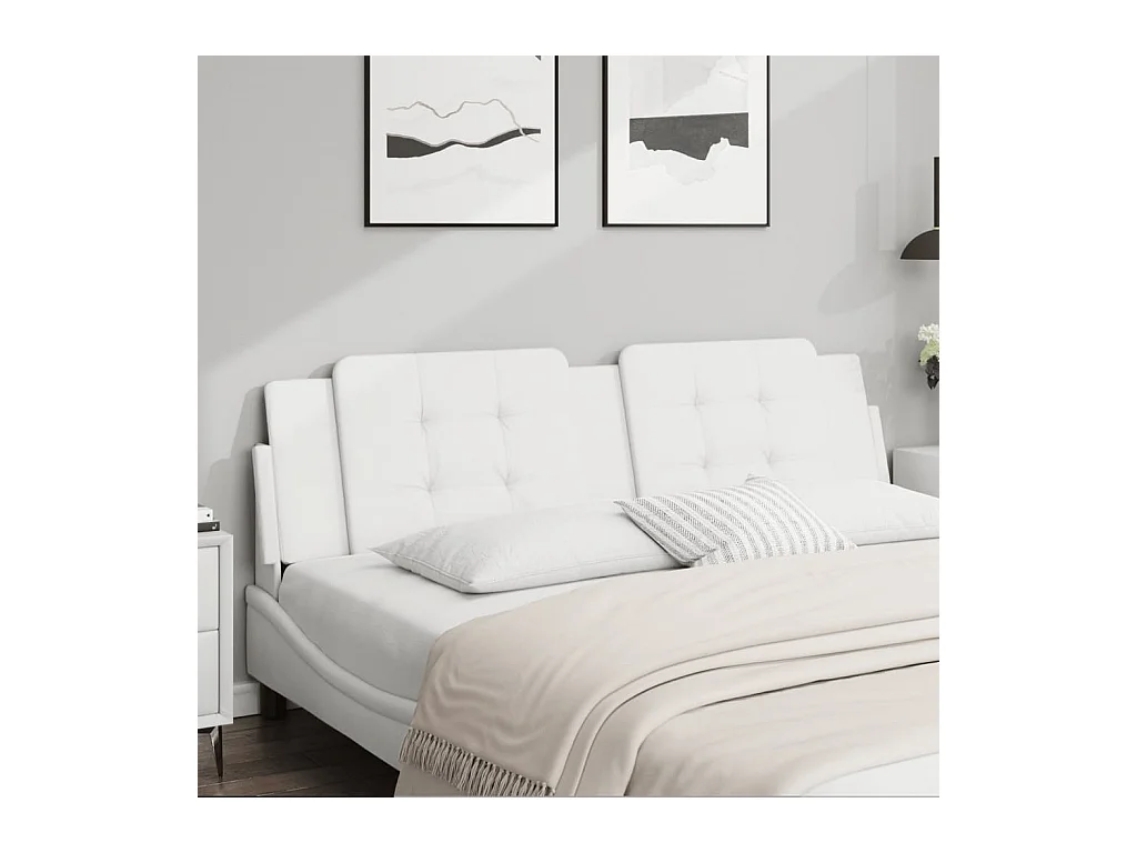 Cabecero de cama acolchado cuero sintético blanco 183 cm