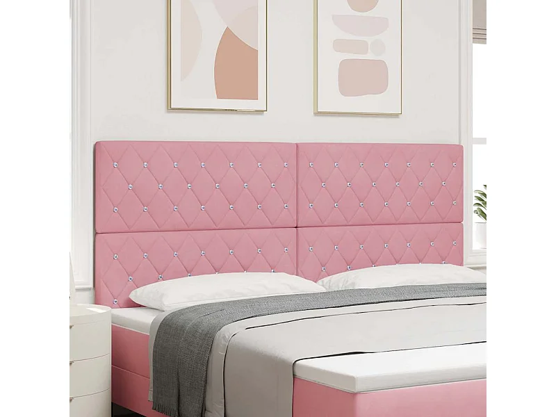 Tête de Lit en Velours Argyle Rose 200 cm Velours