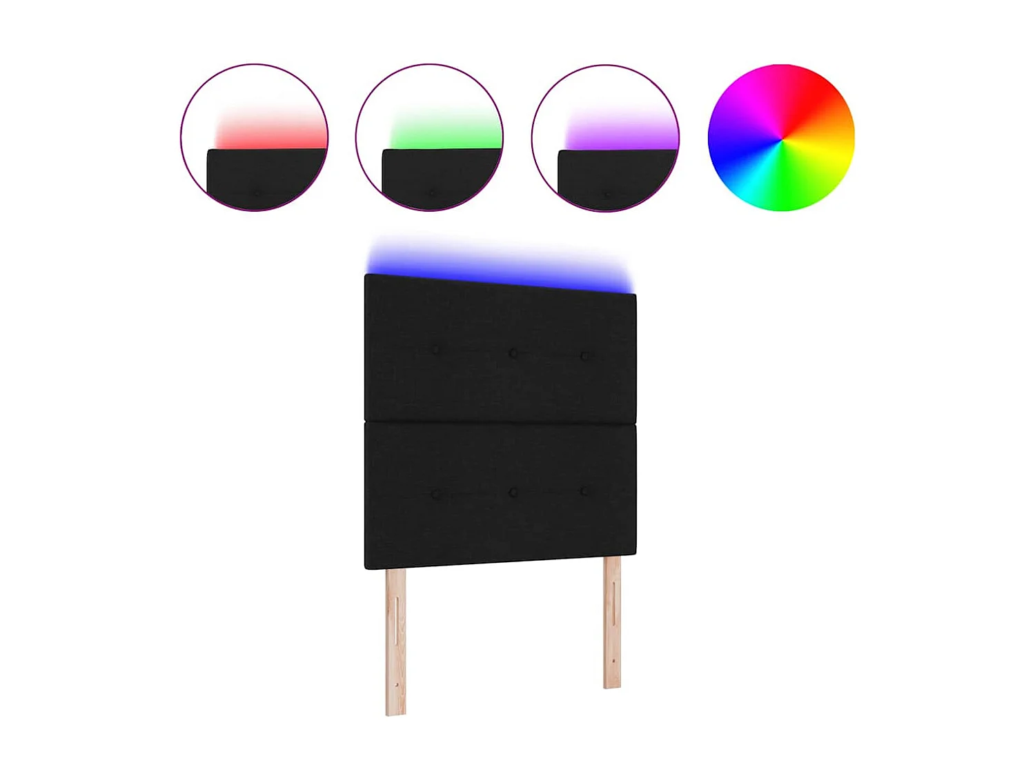 Tête de Lit LED avec des lumières à LED Noir 80 cm tissu