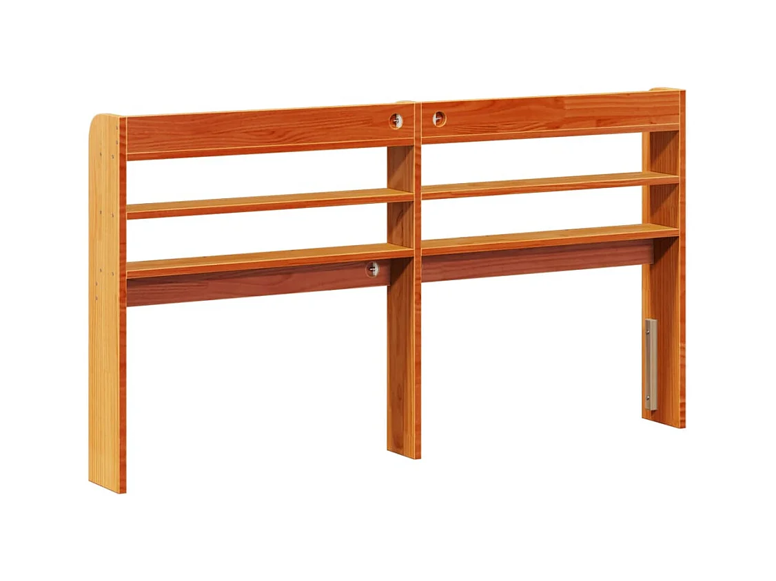 Tête de lit avec étagères marron cire 135 cm bois massif de pin