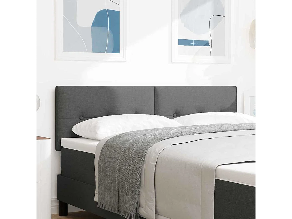 Tête de Lit LED avec des lumières à LED Gris foncé 144 cm tissu