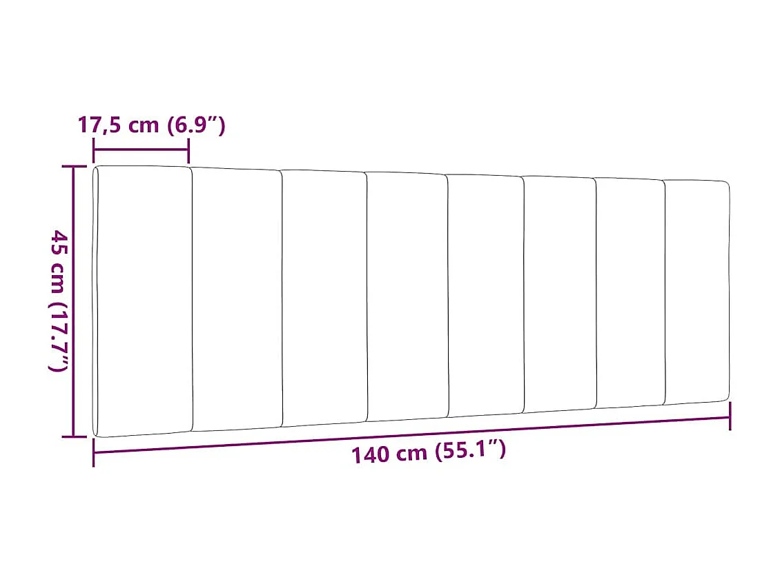 Cabecero de cama acolchado tela marrón oscuro 140 cm