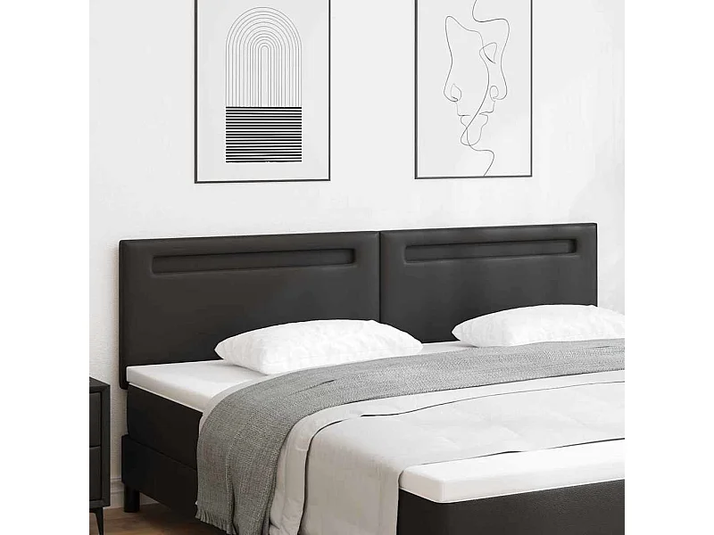 Cabecero con luces de tiras LED con cabecera Negro 200 cm PVC