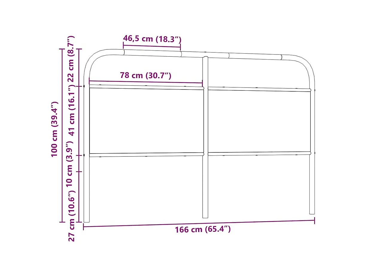 Hoofdbord 160 cm bewerkt hout en staal bruin eikenkleurig