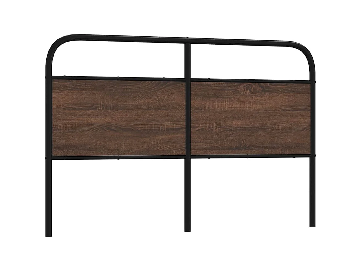 Cabecero de acero y madera de ingeniería marrón roble 160 cm
