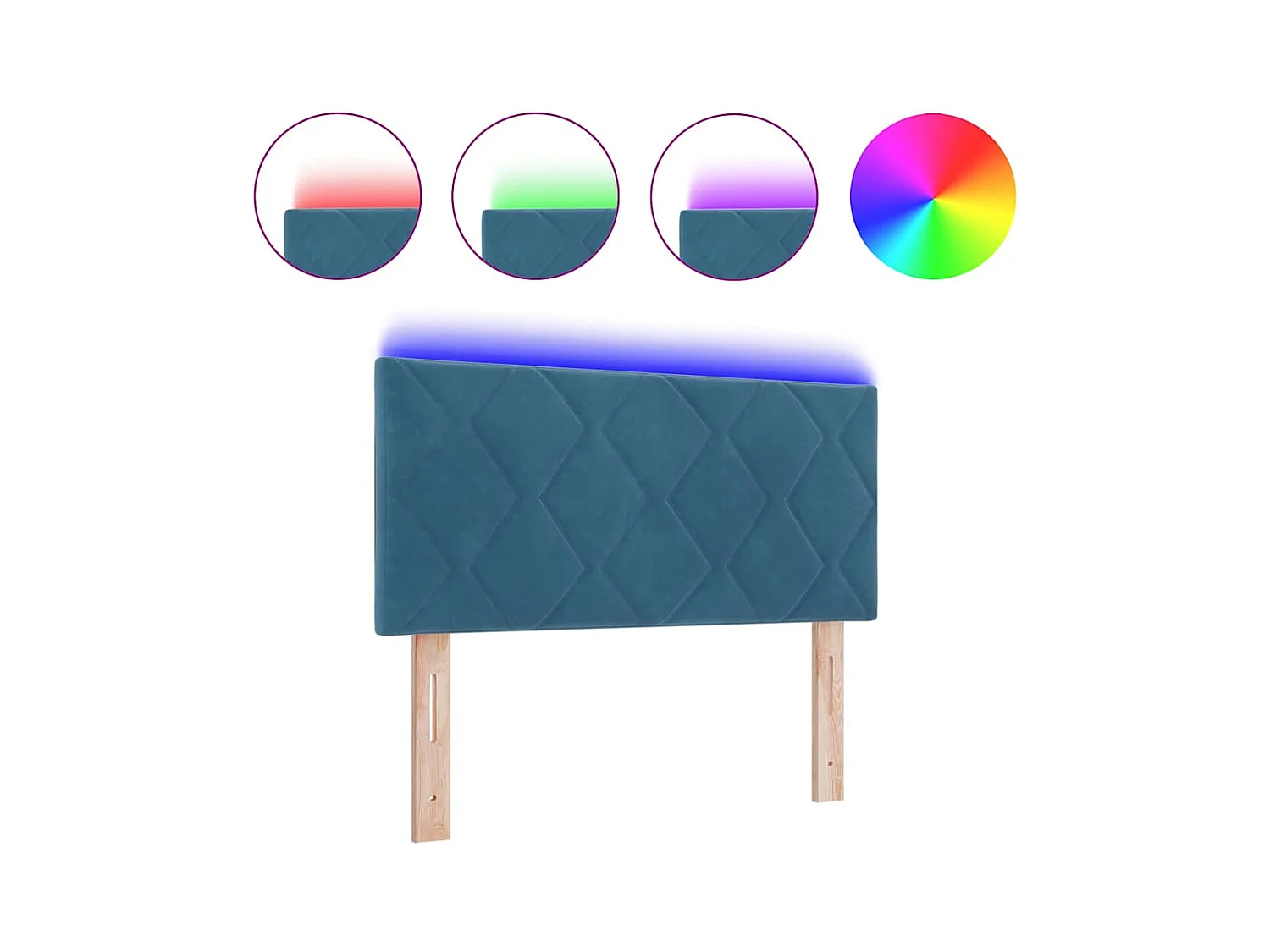 Tête de Lit LED Géométrique Bleu foncé 90 cm Velours