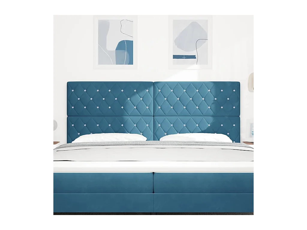 Tête de Lit en Velours Argyle Bleu foncé 200 cm Velours