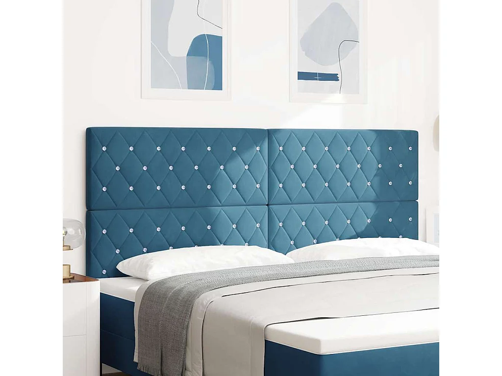 Tête de Lit en Velours Argyle Bleu foncé 200 cm Velours