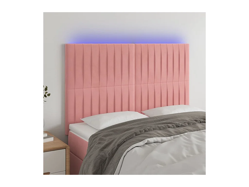 Tête de lit à LED Rose 144x5x118/128 cm Velours