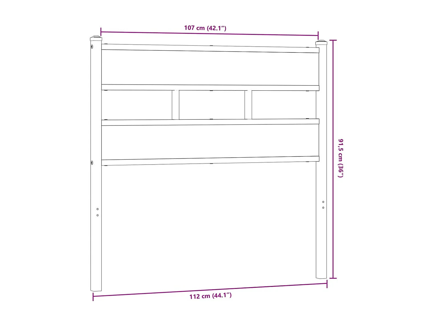 Tête de lit chêne sonoma 107 cm fer et bois d’ingénierie