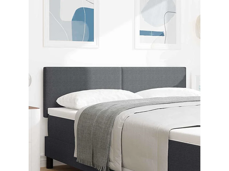 Tête de lit avec tête de lit Gris foncé 160 cm Tissu côtelé