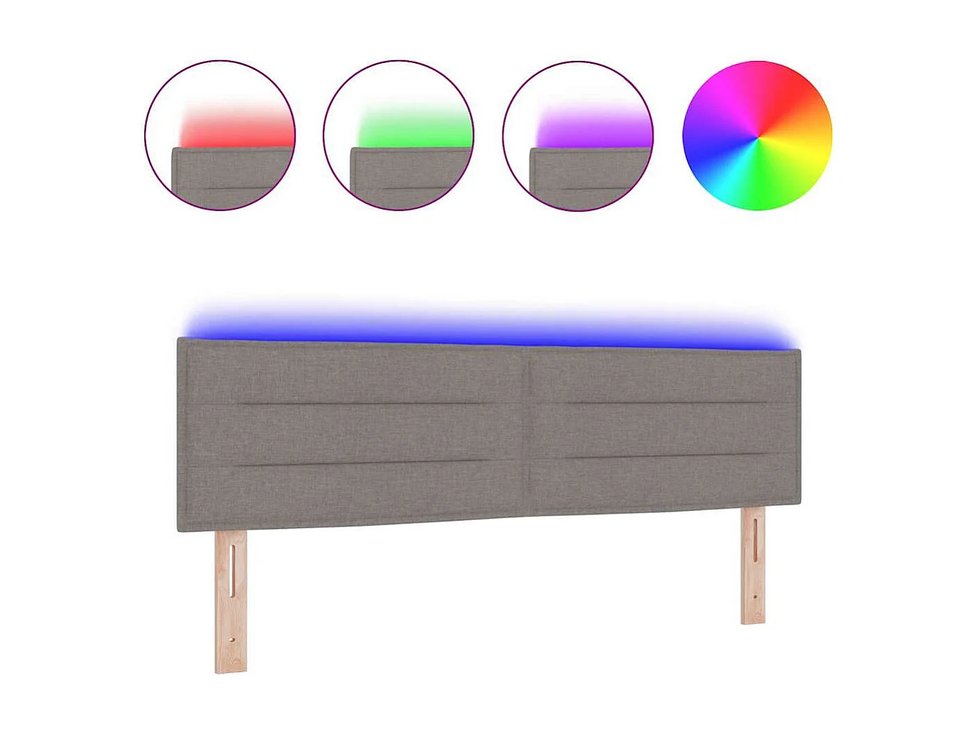 Tête de lit LED avec des lumières à LED Taupe 160 cm tissu