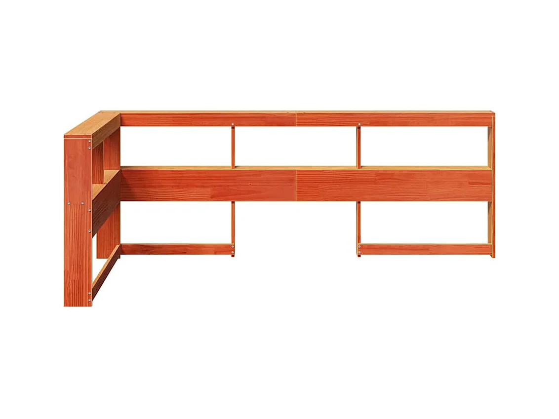 Tête de lit de bibliothèque en forme de L bois massif de pin