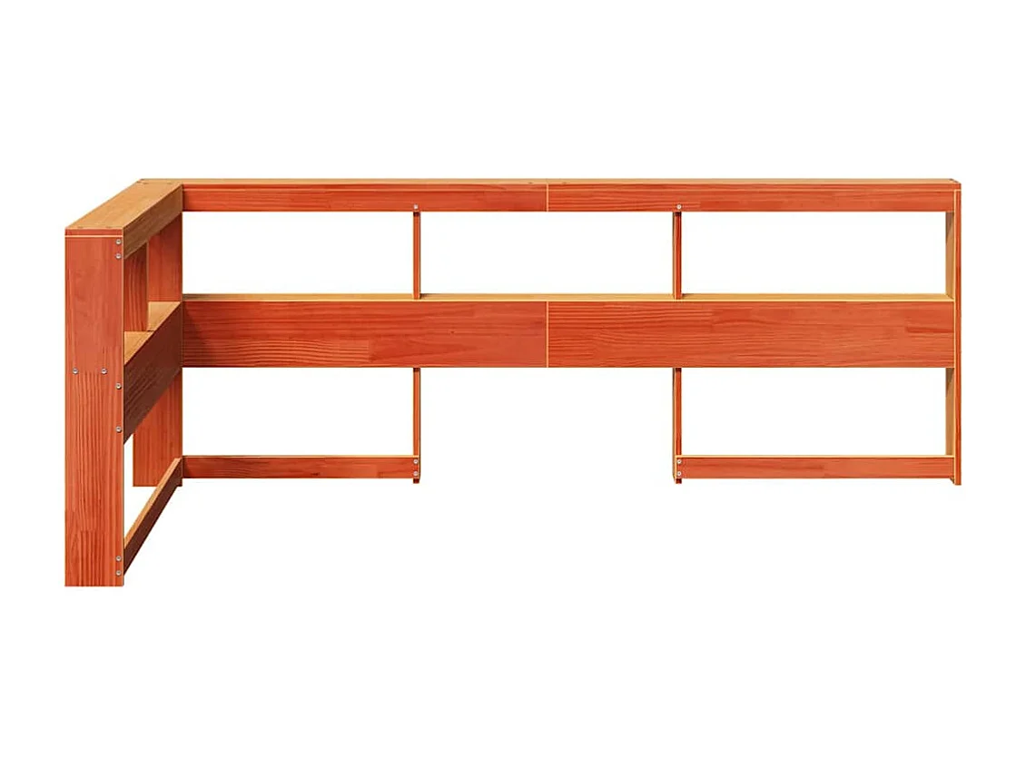 Tête de lit de bibliothèque en forme de L bois massif de pin