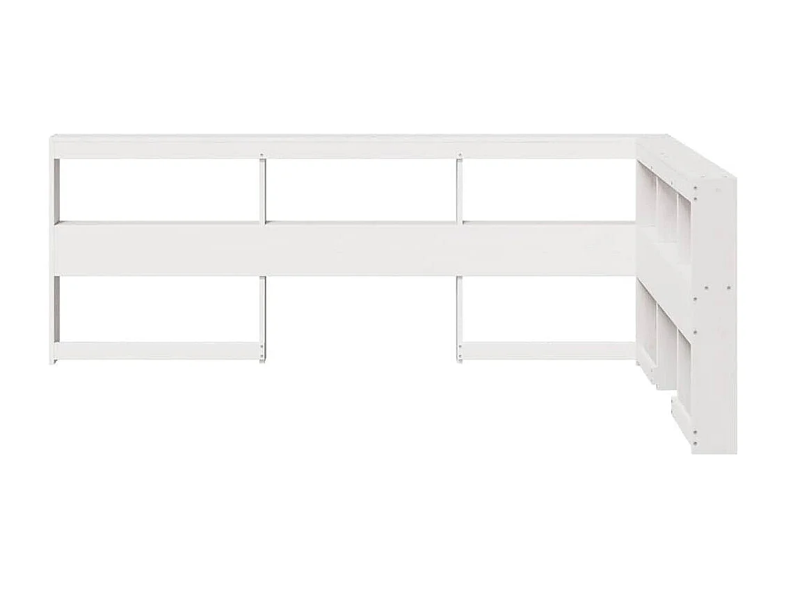 Tête de lit de bibliothèque en forme de L bois massif de pin