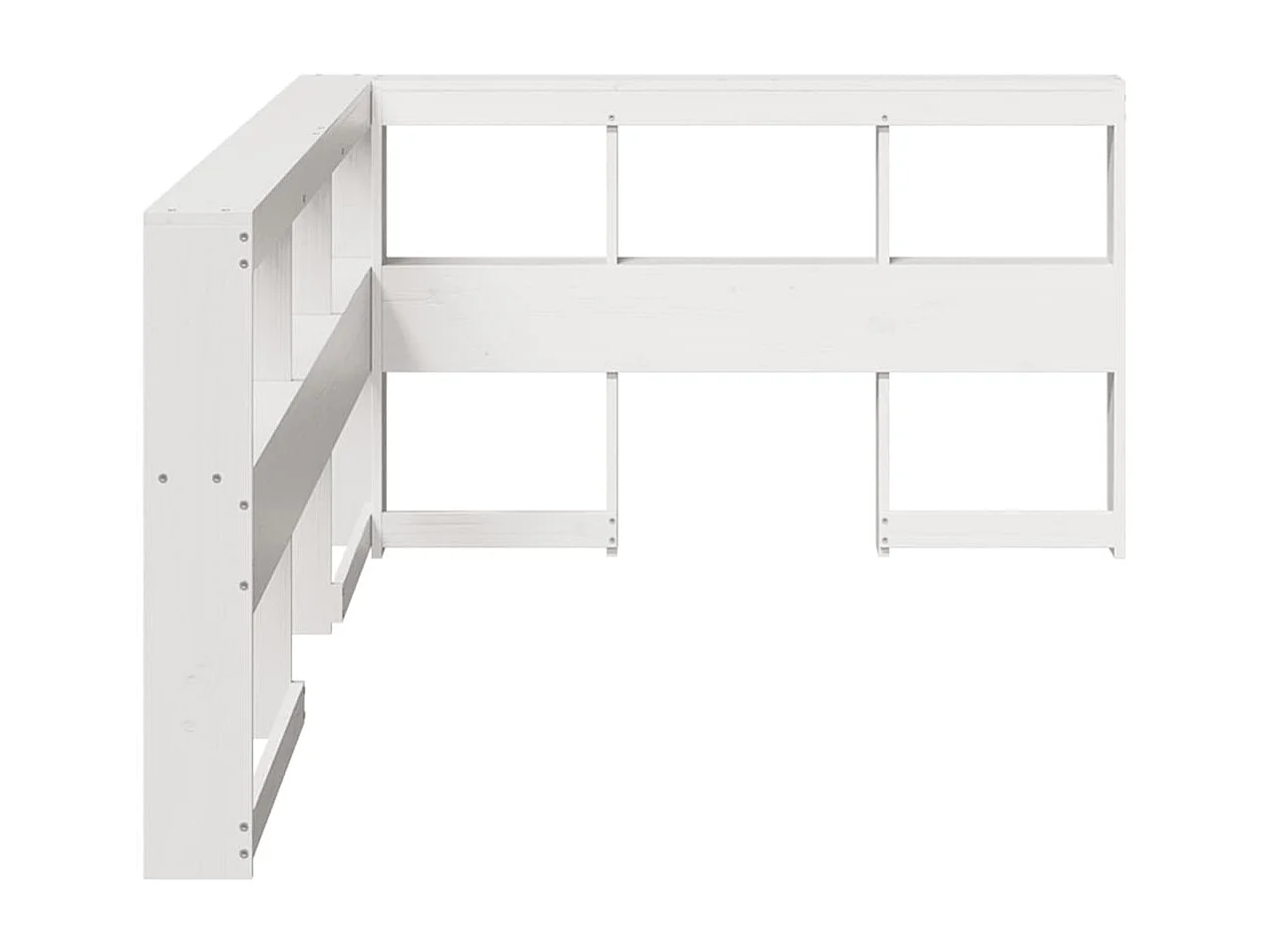 Tête de lit de bibliothèque en forme de L bois massif de pin