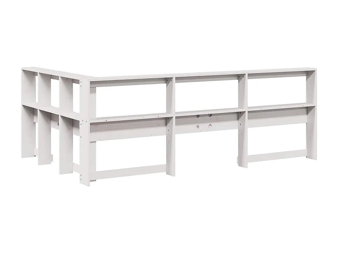 Tête de lit de bibliothèque en forme de L bois massif de pin