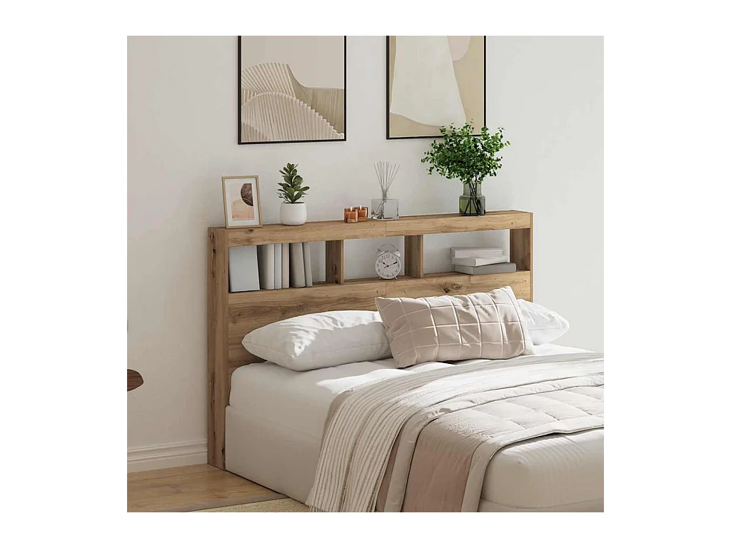 Armoire tête de lit avec LED chêne artisanal 160x17x102 cm