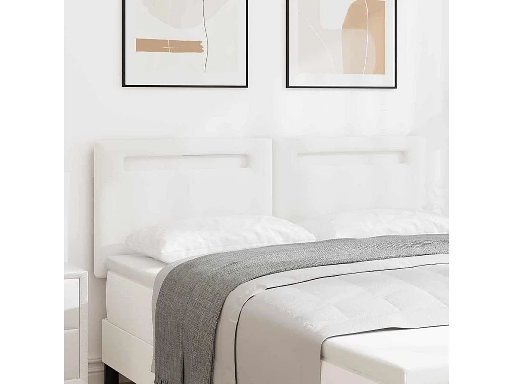 Tête de lit avec des lumières à LED Blanc 160 cm PVC