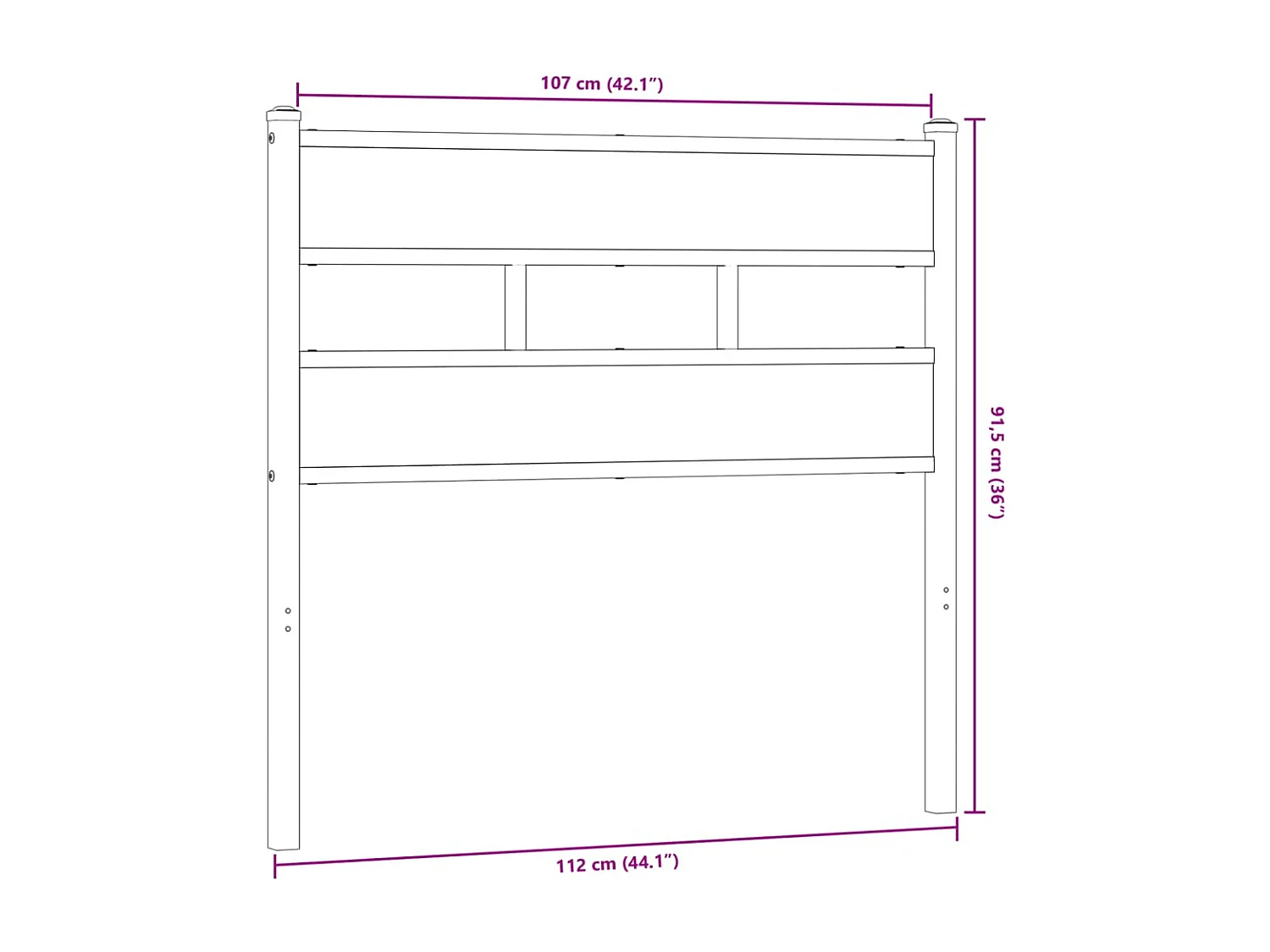 Tête de lit chêne fumé 107 cm fer et bois d'ingénierie