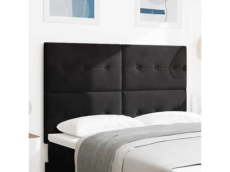 Tête de lit Montage mural avec tête de lit Noir 144 cm Velours