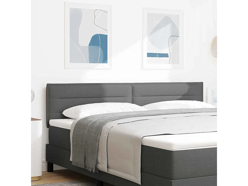 Cabeceira LED Montado na parede Cinzento escuro 180 cm tecido