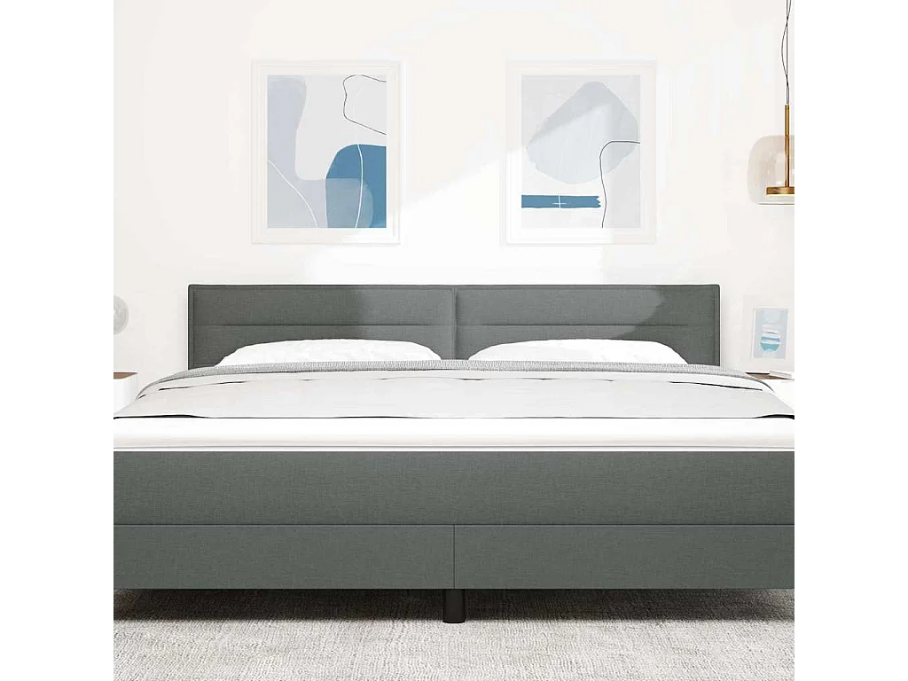 Cabeceira LED Montado na parede Cinzento escuro 180 cm tecido