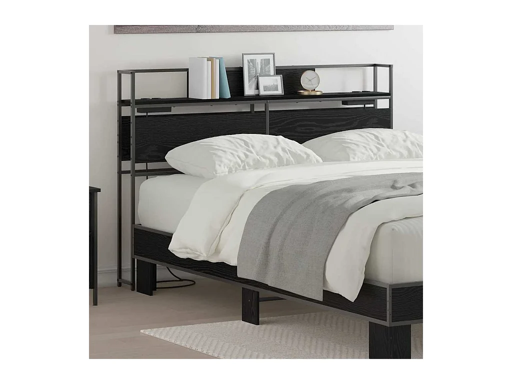 Tête de lit de rangement Chêne noir 120 cm Bois d'ingénierie