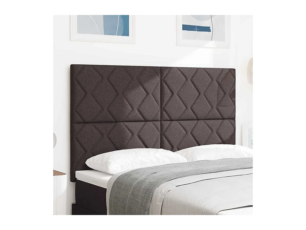 Tête de Lit en Tissu Géométrique Marron foncé 140 cm tissu