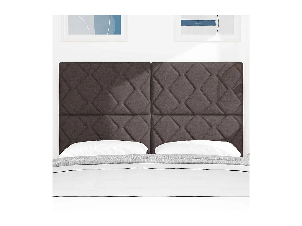 Tête de Lit en Tissu Géométrique Marron foncé 140 cm tissu