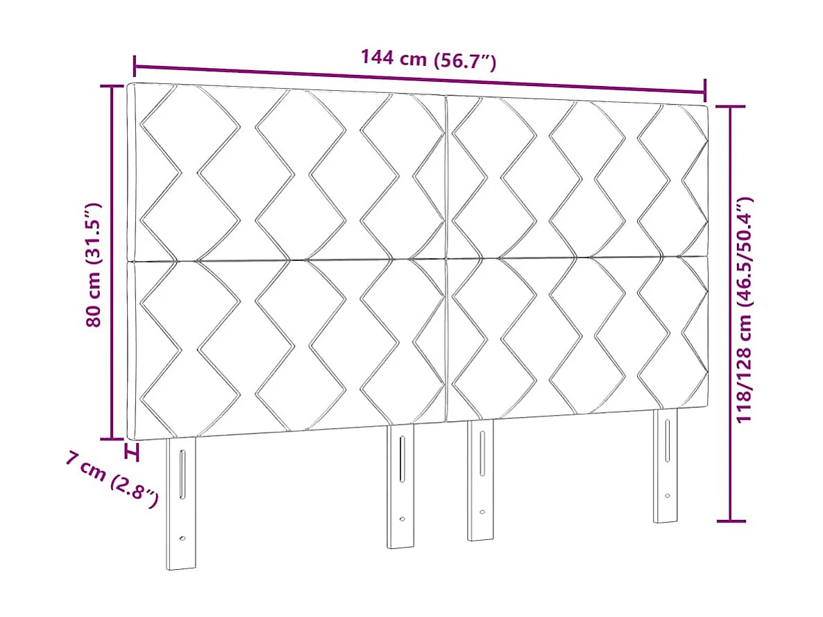 Tête de Lit en Tissu Géométrique Marron foncé 140 cm tissu