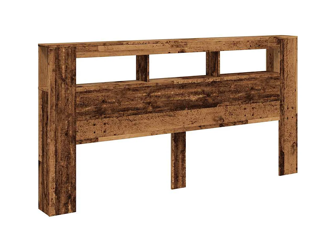 Tête de lit à LED vieux bois 200x18,5x103,5cm bois d'ingénierie