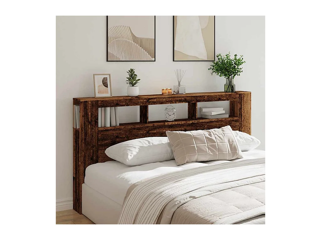 Tête de lit à LED vieux bois 200x18,5x103,5cm bois d'ingénierie