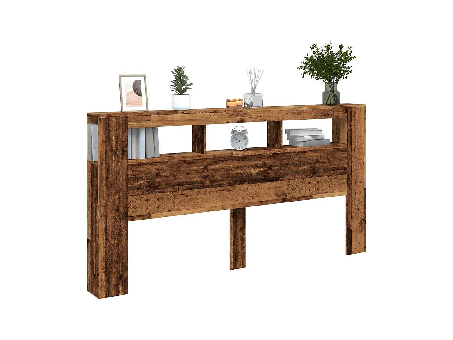 Tête de lit à LED vieux bois 200x18,5x103,5cm bois d'ingénierie