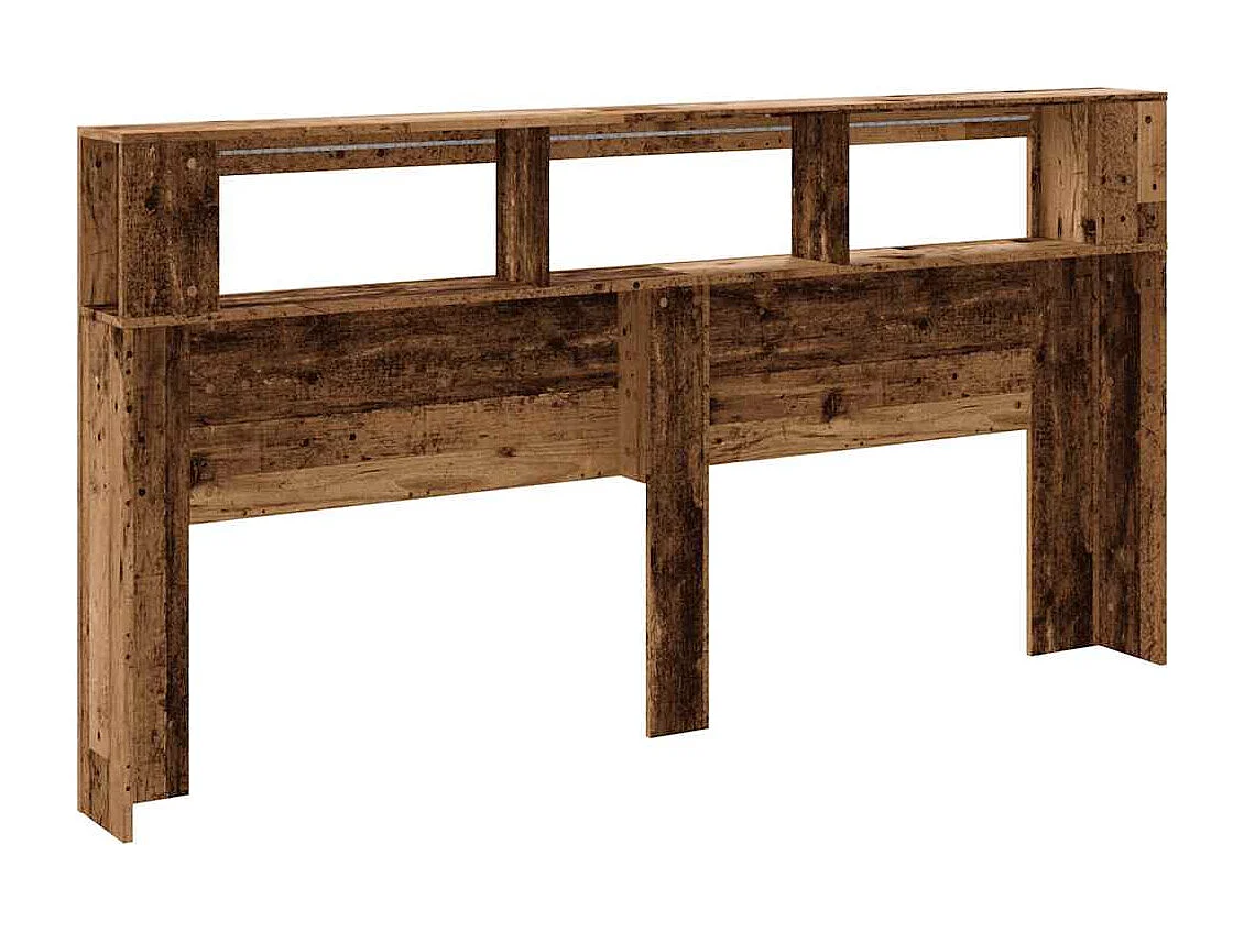 Tête de lit à LED vieux bois 200x18,5x103,5cm bois d'ingénierie