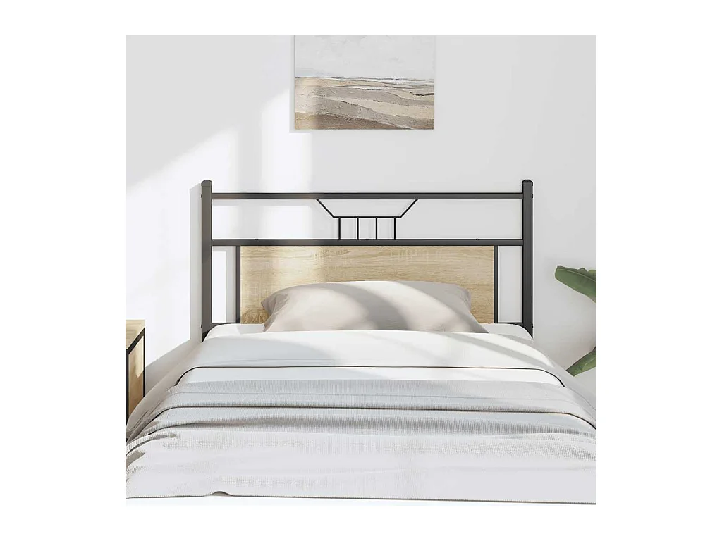Tête de lit chêne sonoma 100 cm bois d'ingénierie et acier