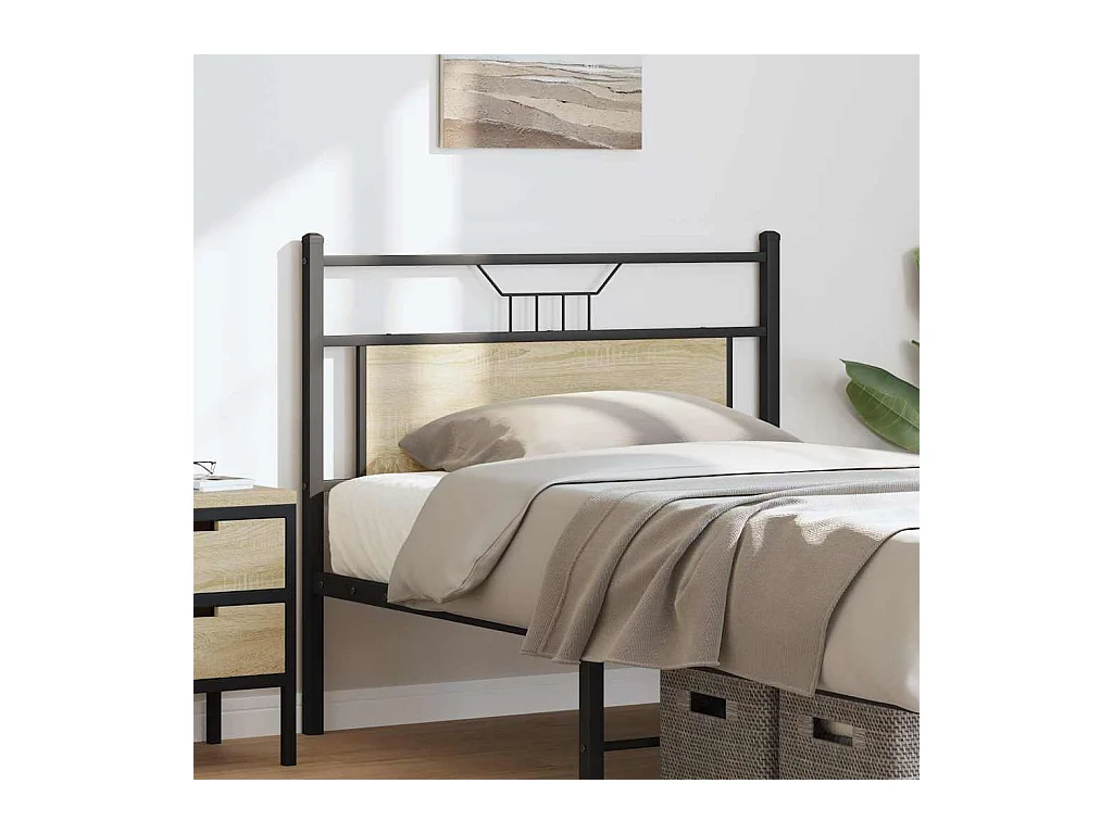 Tête de lit chêne sonoma 100 cm bois d'ingénierie et acier