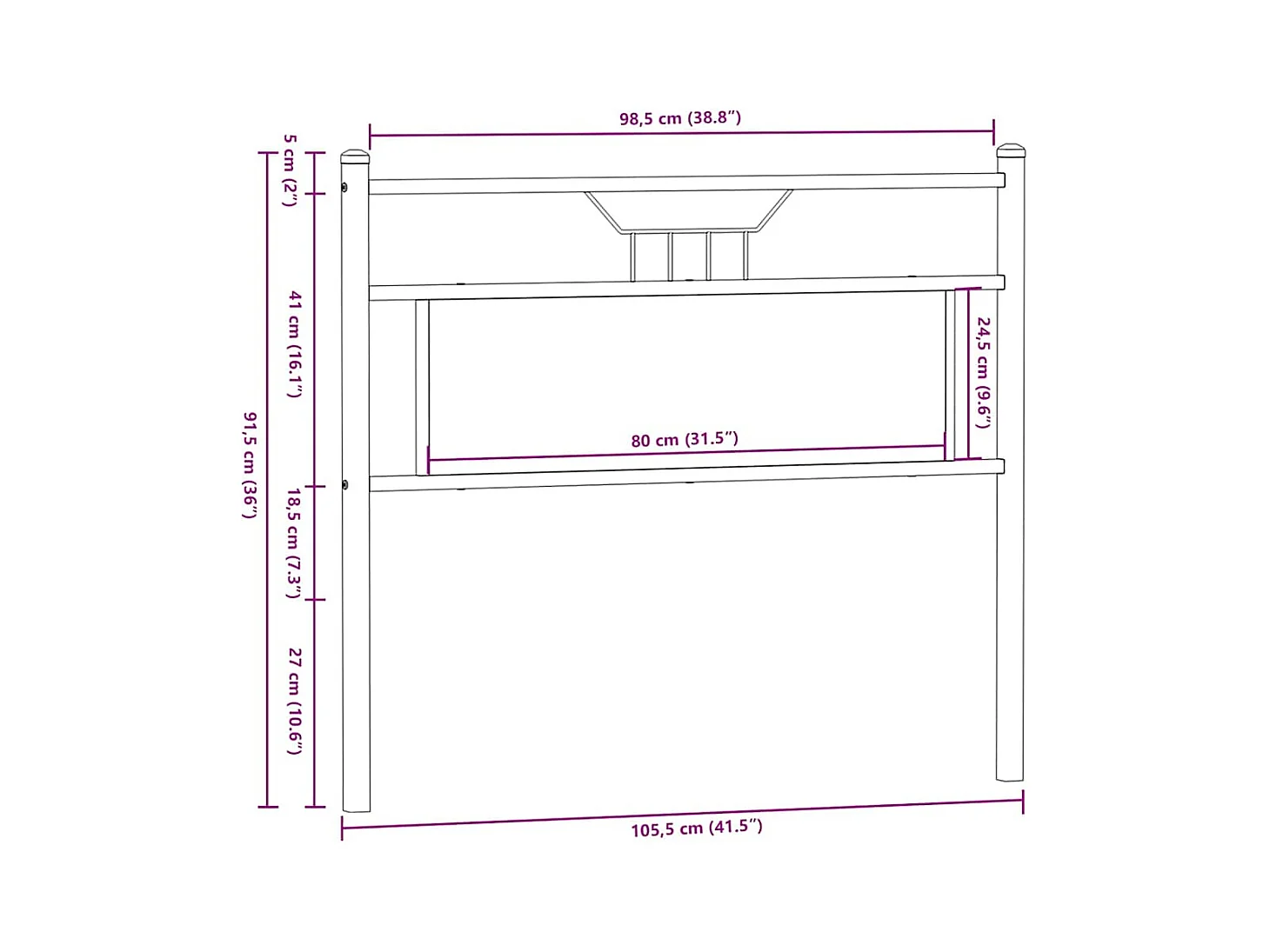 Tête de lit chêne sonoma 100 cm bois d'ingénierie et acier
