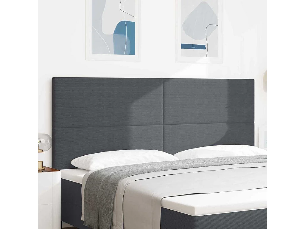 Tête de lit avec tête de lit Gris foncé 200 cm Tissu côtelé