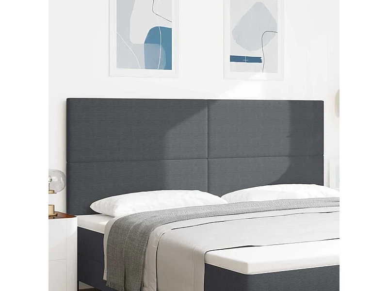 Tête de lit avec tête de lit Gris foncé 200 cm Tissu côtelé