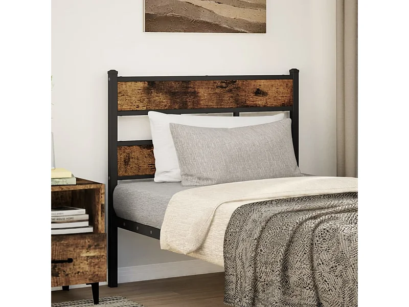 Cabeceira de cama 75 cm derivados madeira/ferro carvalho fumado