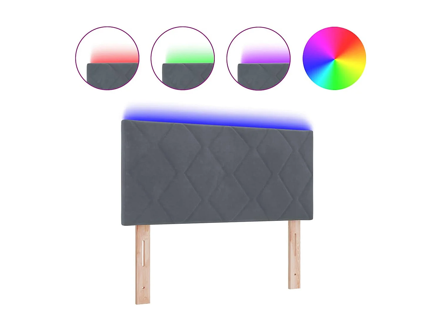 Tête de Lit LED Géométrique Gris foncé 100 cm Velours