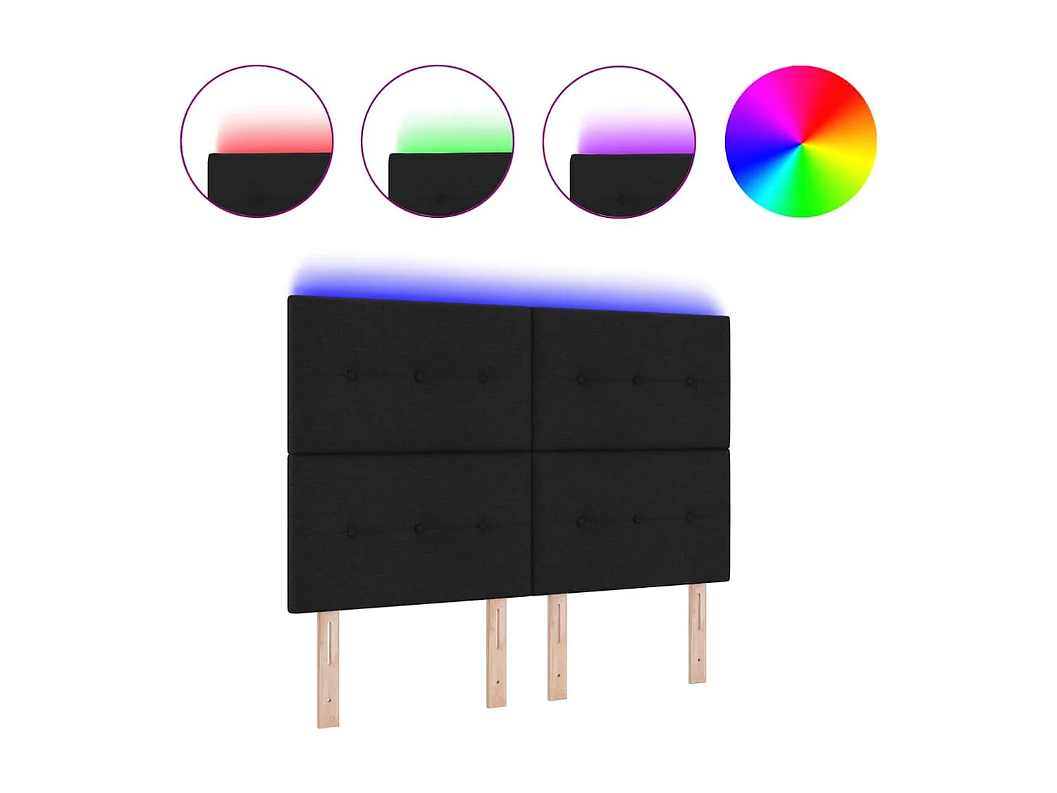 Tête de Lit LED avec des lumières à LED Noir 144 cm tissu