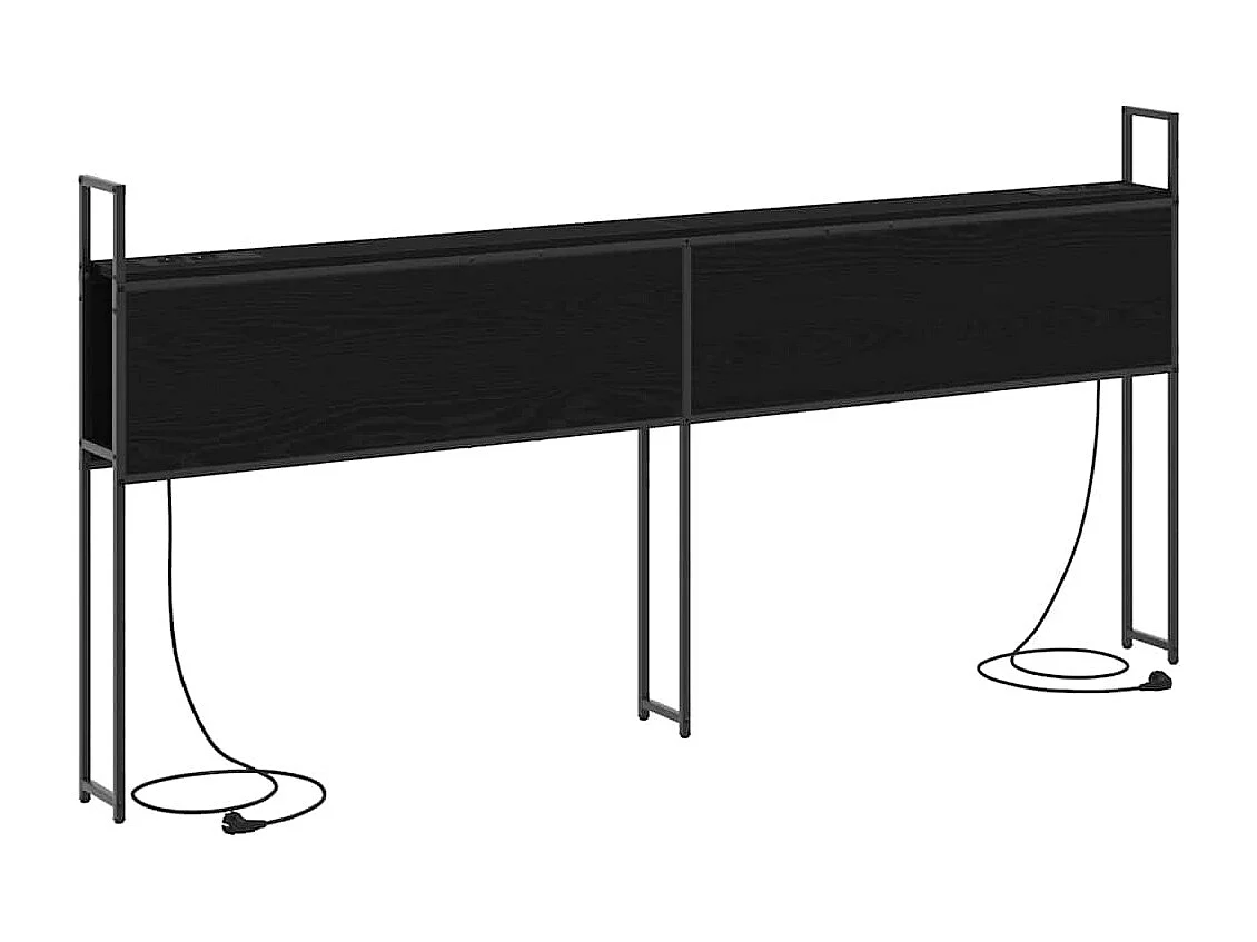 Tête de lit avec Station de Charge Chêne noir 200 cm