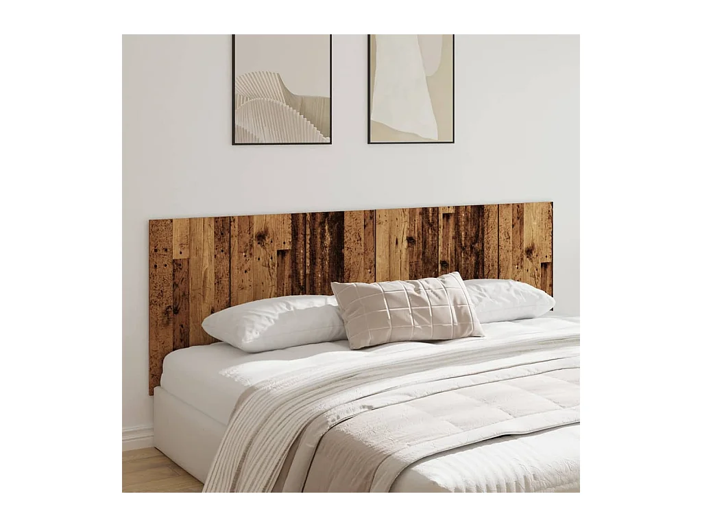 Cabecero de pared madera ingeniería envejecida 240x1,5x80 cm