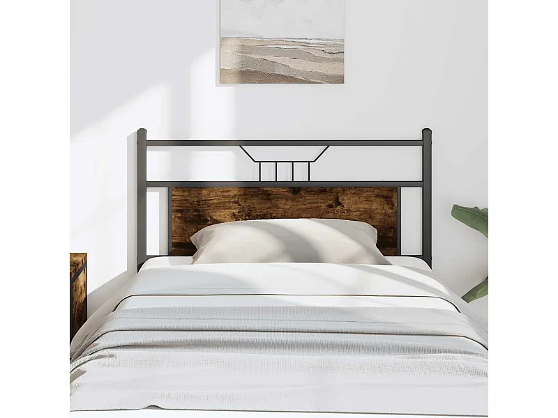 Tête de lit chêne fumé 100 cm bois d'ingénierie et acier