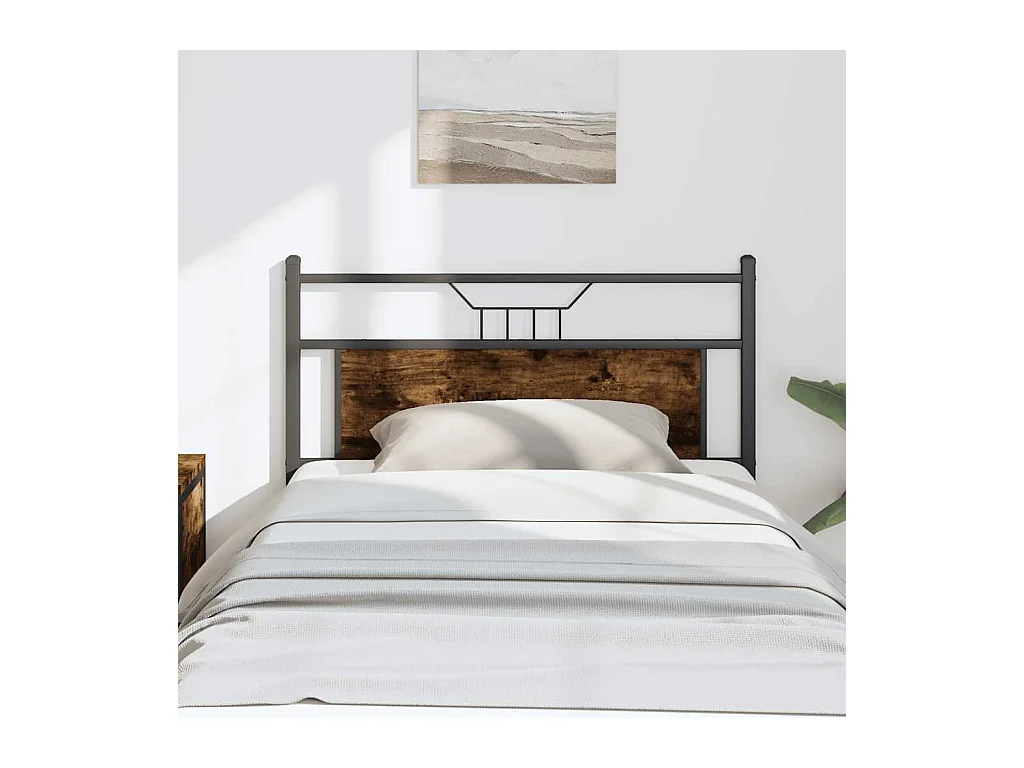 Tête de lit chêne fumé 100 cm bois d'ingénierie et acier